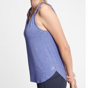 GapFit Breathe Twist Shoulder Tank Top Blue - size Small